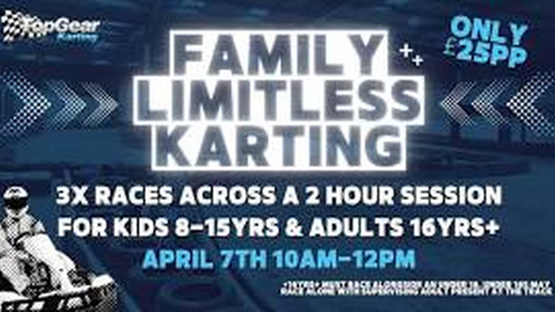 Family Limitless Karting: 3x Races for just £25pp (For Kids 8yrs+ & Guardians) photo