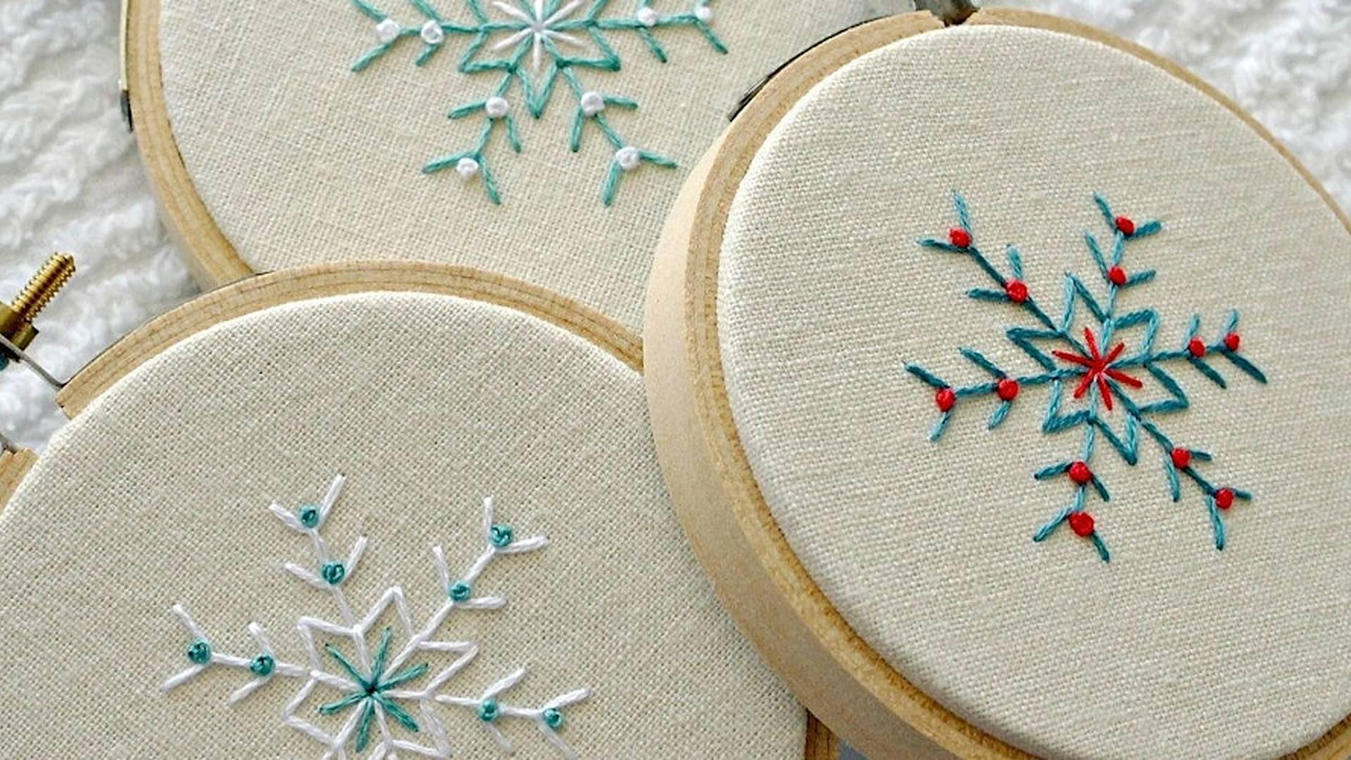 Christmas embroidered decorations photo