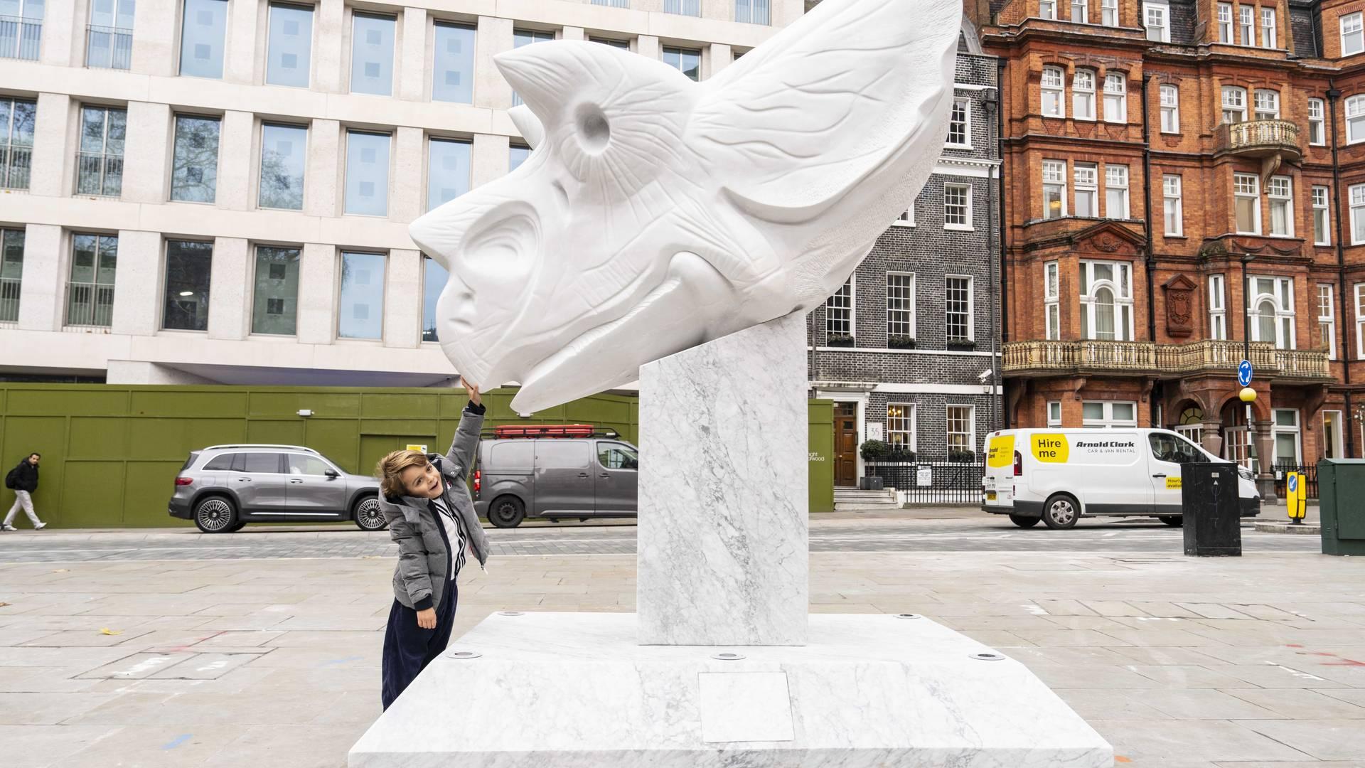 Marble Triceratops Skull public sculpture photo
