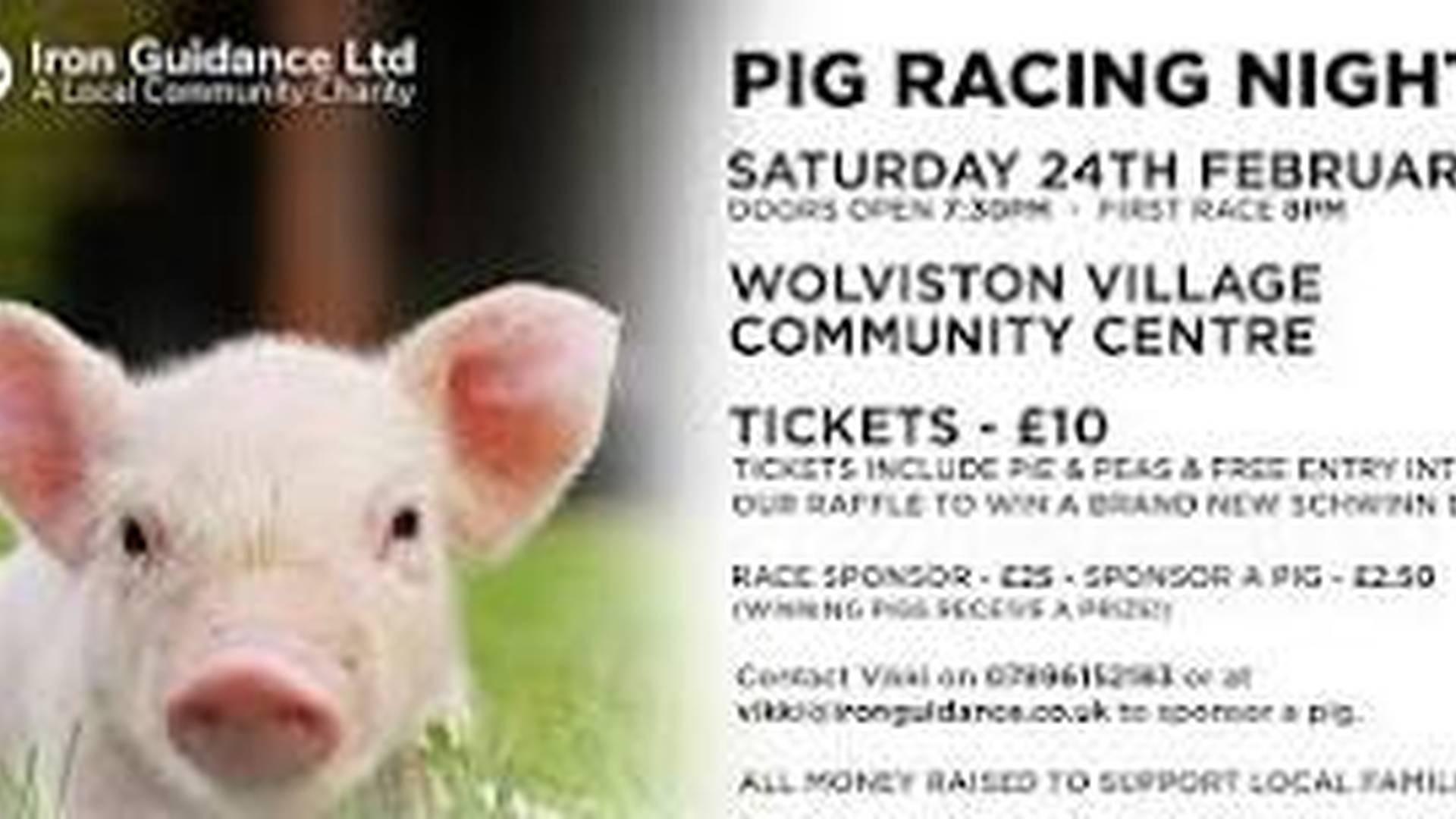 Charity Pig Race including supper and a free raffle ticket to win a bike ! photo